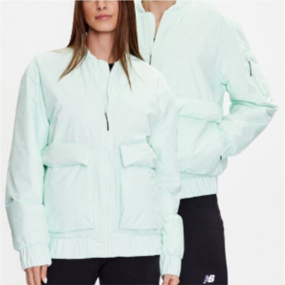 NWT Rains Fuse Bomber Jacket in Mineral Unisex XL /. - Picture 2 of 5
